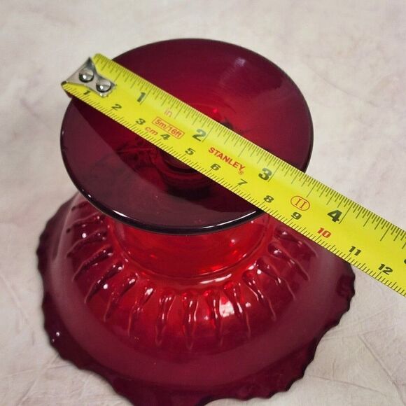 Vtg NEW MARTINSVILLE 3.5" Ruby Red Depression Footed Pedestal Dish - pls read - Picture 8 of 9